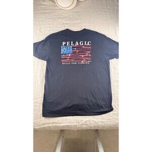 Pelagic Fish Performance T-Shirt Men's XL Black Built for Fishing USA Flag